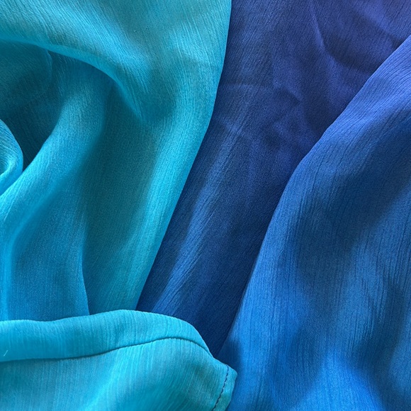 Bleu Rod Beattie Sheer Ombre Swim Cover Up in Blue Lyst Plunging Neckline w Ties - Picture 7 of 13